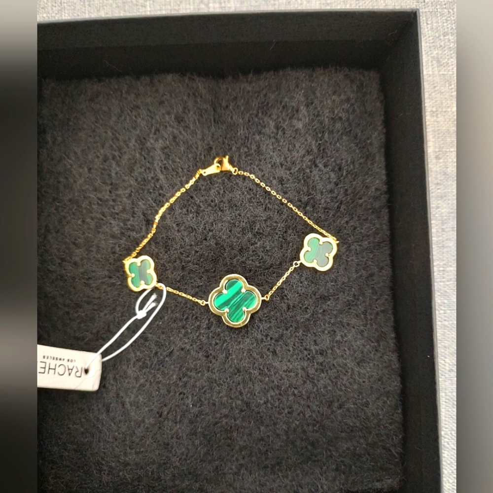Rachel Zoe Green 💚 Clover Bracelet New - Picture 3 of 4